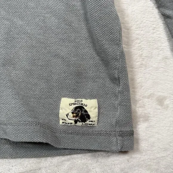 VTG Polo Ralph Lauren Sportsman Henley Long Sleeve Shirt Men's Size XL Gray 90s - Picture 2 of 6